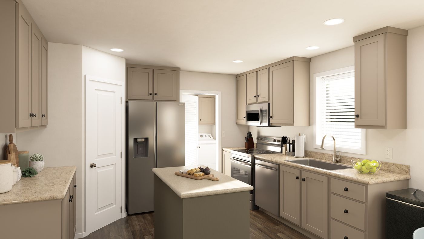The DRM682F 68' DREAM Kitchen. This Manufactured Mobile Home features 4 bedrooms and 2 baths.