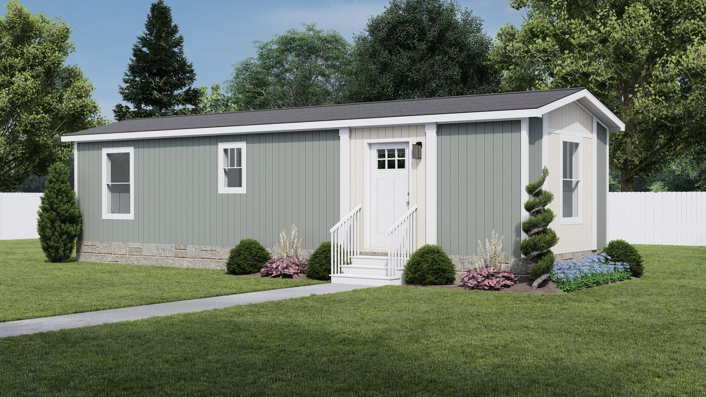 The 1440 IMAGINE Exterior. This Manufactured Mobile Home features 1 bedroom and 1 bath.