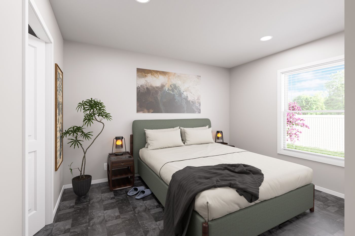 The DRM661M 66' DREAM Primary Bedroom. This Manufactured Mobile Home features 2 bedrooms and 2 baths.