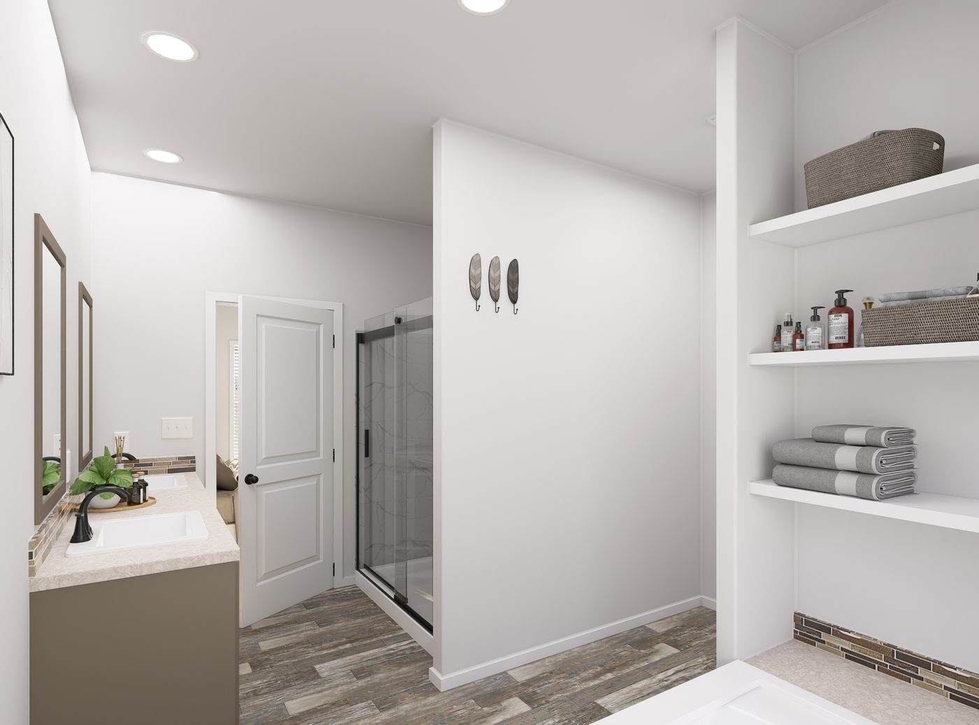 The PREFERRED PLUS CP641F Primary Bathroom. This Manufactured Mobile Home features 3 bedrooms and 2 baths.