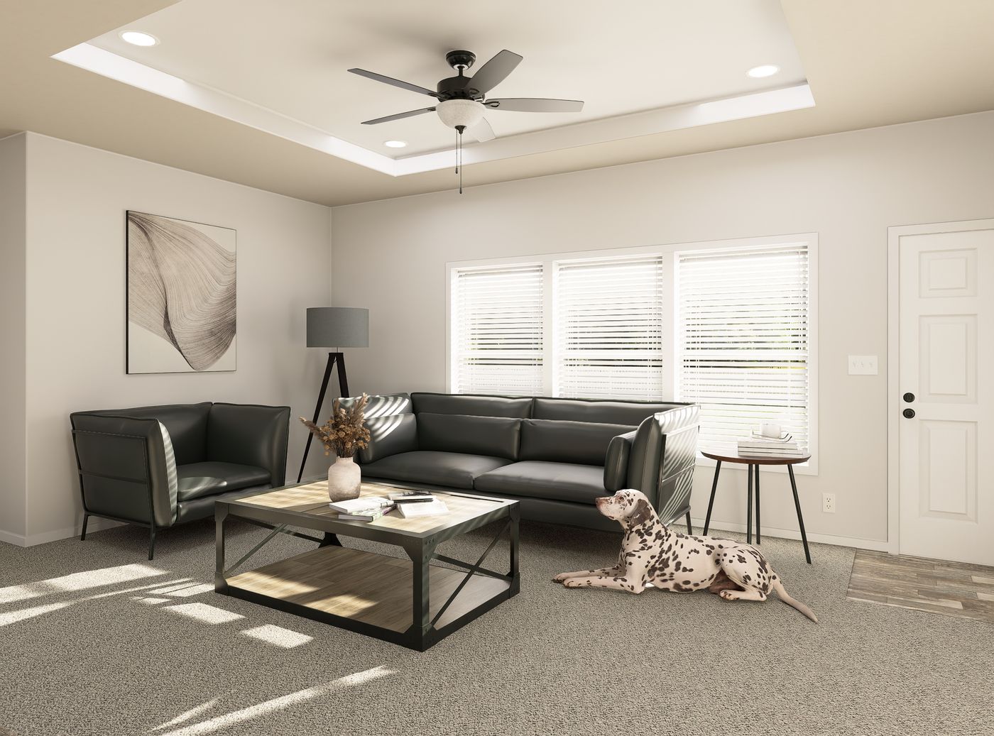 The PREFERRED PLUS CP641F Living Room. This Manufactured Mobile Home features 3 bedrooms and 2 baths.