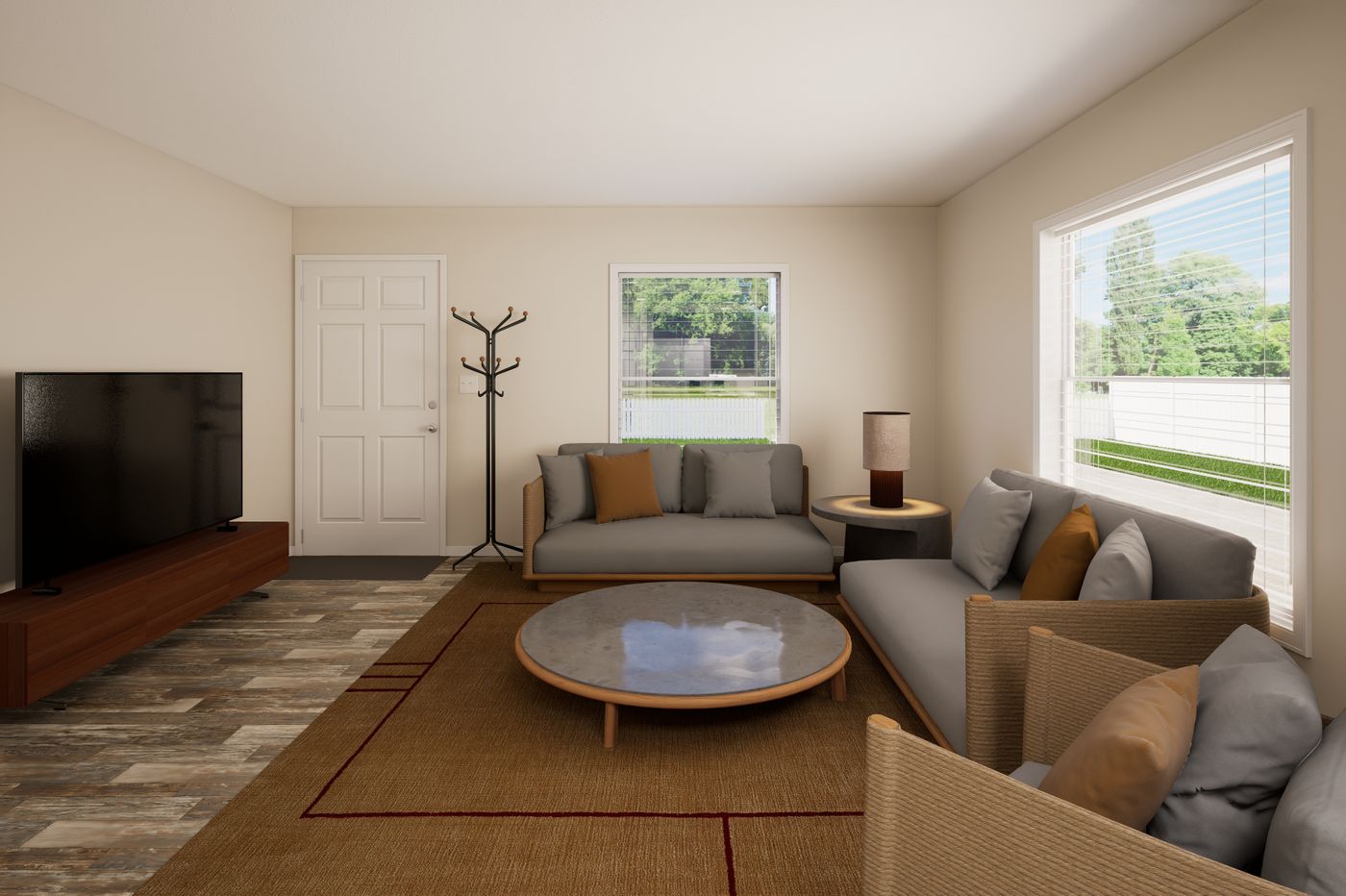 The A DUPLEX 2/2 2/2 Living Room. This Manufactured Mobile Home features 3 bedrooms and 4 baths.