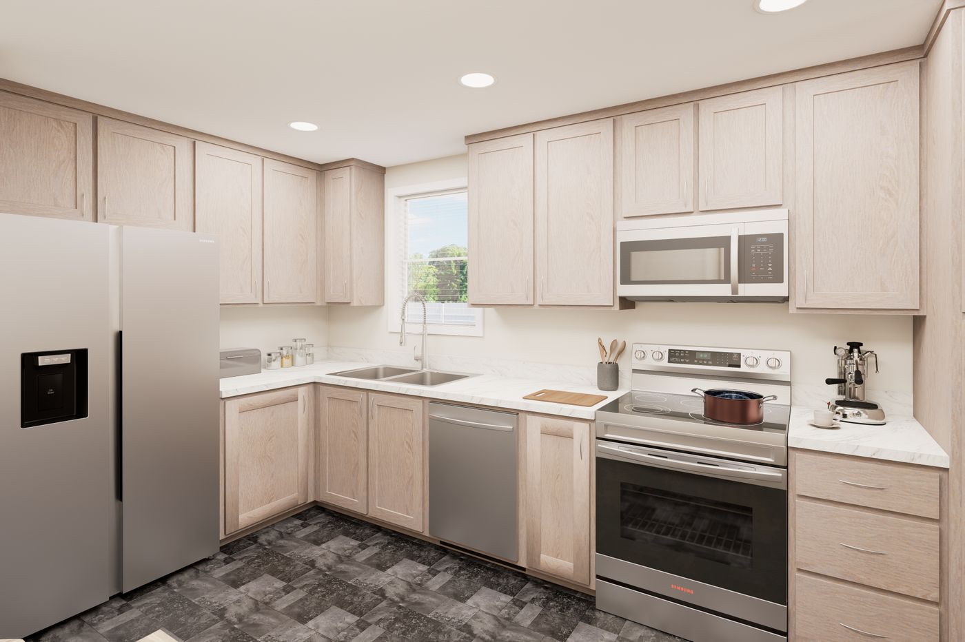 The B DUPLEX 2/2 2/2 Kitchen. This Manufactured Mobile Home features 3 bedrooms and 4 baths.