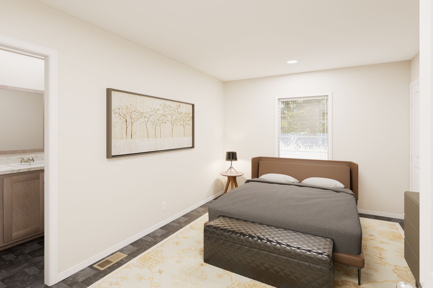 The B DUPLEX 2/2 2/2 Primary Bedroom. This Manufactured Mobile Home features 3 bedrooms and 4 baths.