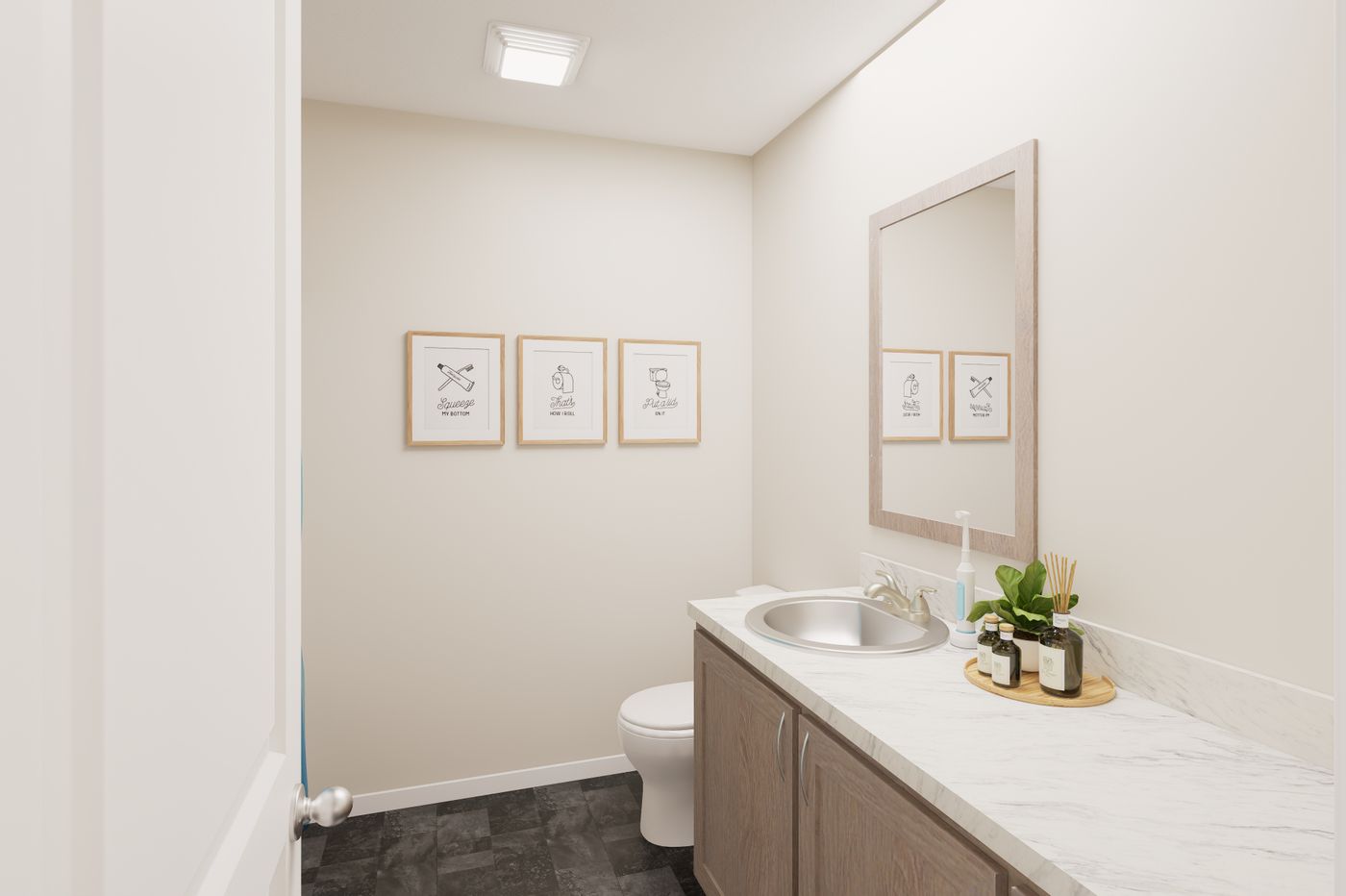 The B DUPLEX 2/2 2/2 Guest Bathroom. This Manufactured Mobile Home features 3 bedrooms and 4 baths.